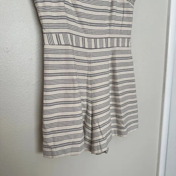 Anthropologie Paper Crown Womens S Romper Lined Shorts Zipper Jumper Cream Navy - Image 5