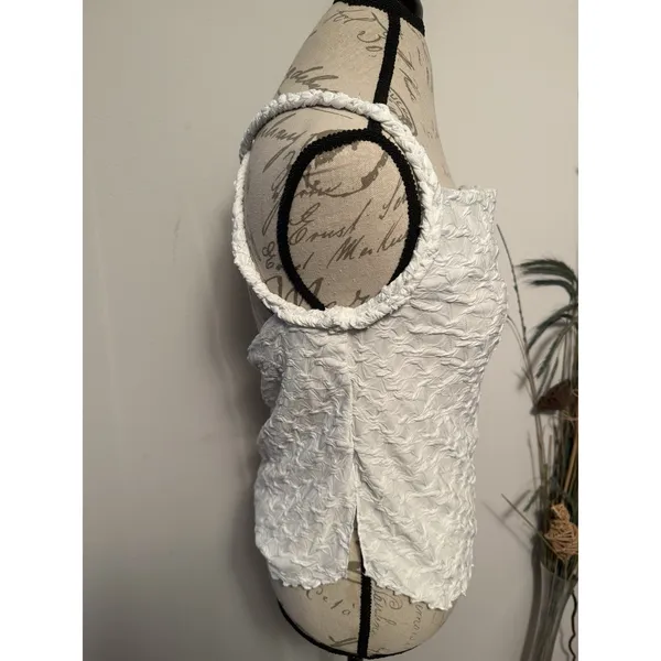 Free‎ People Mykonos Top Women XS White Strappy Textured Cowl Neck Scooped Hem - Image 2