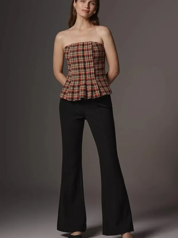 Anthropologie Maeve Black Slim Flare‎ Trouser Pants Black Women’s Size 8 - Image 2