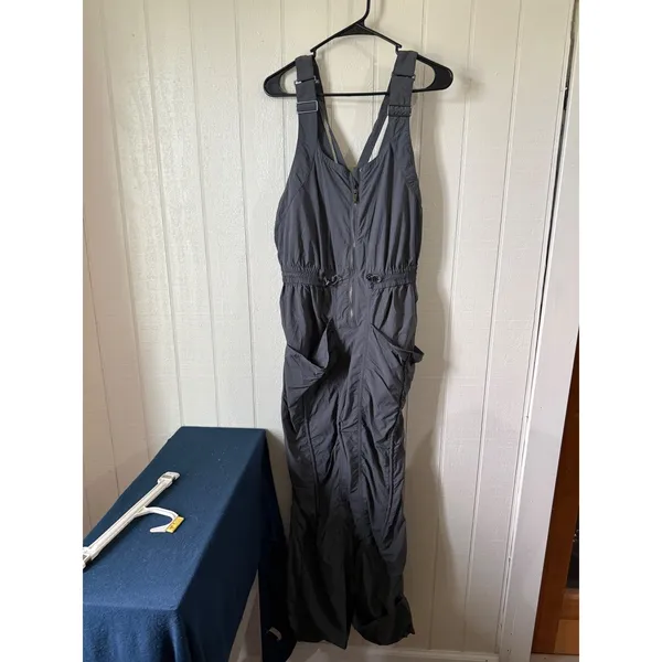 Free People FP Movement Hot Shot Jumpsuit Charcoal Gray Large Zip Front Romper - Image 2
