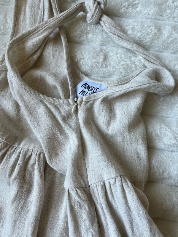 Princess Polly Linen Romper Beige - Image 4