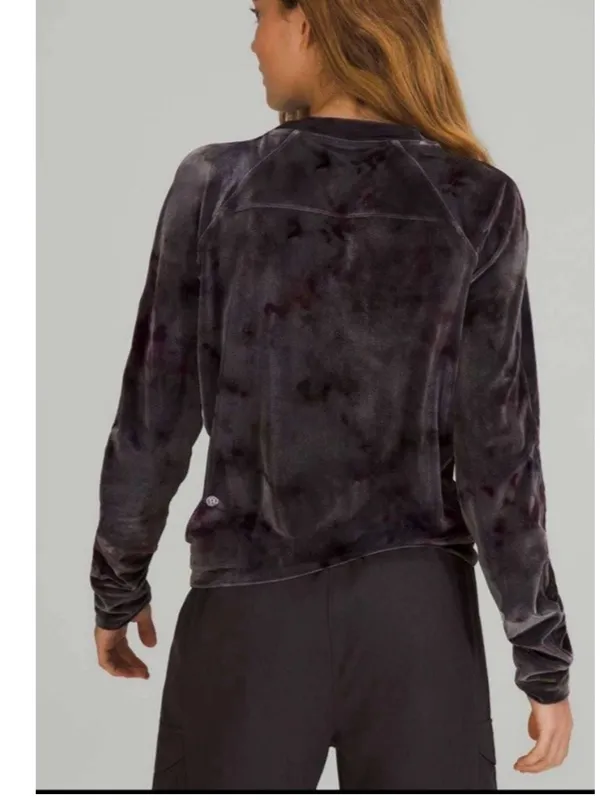 Lululemon Interstellar Dark Gray Multi Velour Warm Down Crew Size 8 - Image 2
