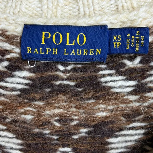 Polo Ralph Lauren Cable Knit Fair Isle Wool‎ Sweater XS Nordic Sample Rare - Image 5