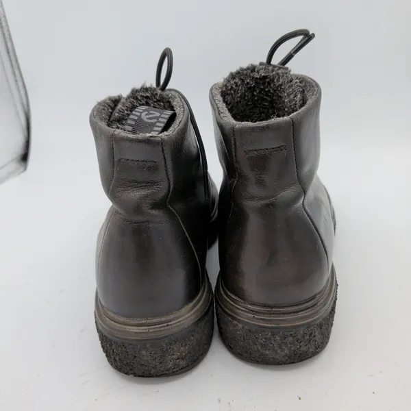 Ecco Crepetray Black Leather Faux Fur Lined Lace Up Ankle Boots EU 40 US 9-9.5 - Image 5