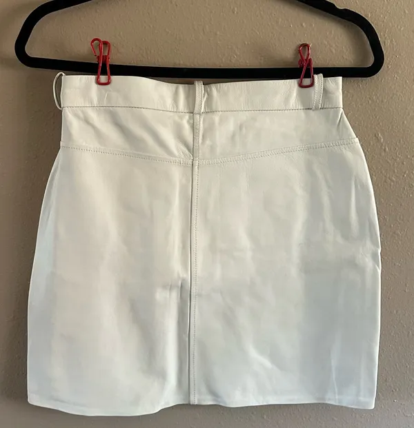 JKT NYC Off-White 100% Genuine Leather Mini Skirt - Women's Size S - Image 2