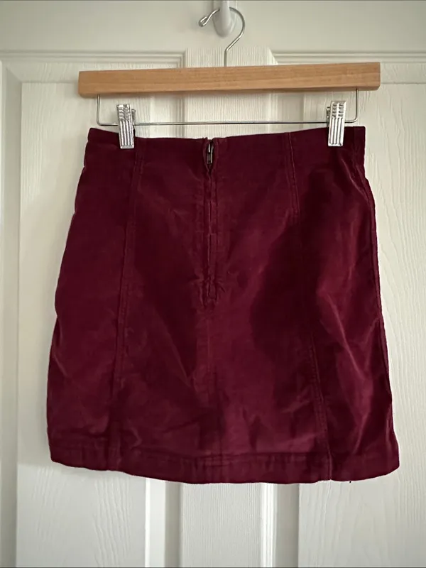 Free People Maroon Corduroy Mini Skirt - Image 3