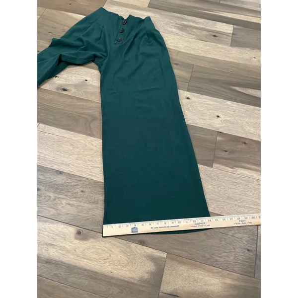 Jealous Tomato Green High Waist Wide Leg Pants Front Button Detail Pleated Sz L - Image 8