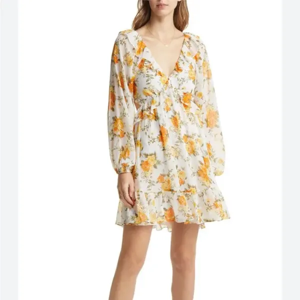 VICI Floral Long Sleeve Cutout Chiffon Babydoll Dress NWT Size XL‎ - Image 2