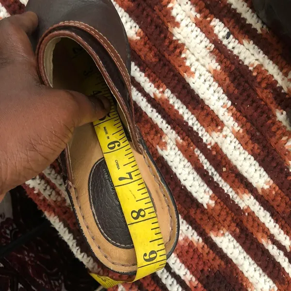 Y2K Vintage Cottagecore Granola Cherokee Brown Real Leather Clogs Silver Buckle Round Toe - Size 7 #boho #hippie #western Measurement in pics - Image 7