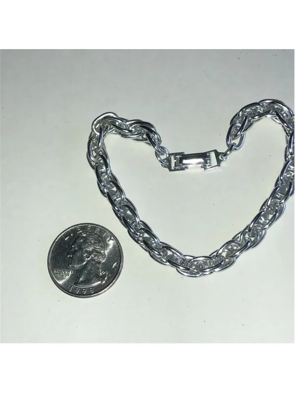Germany Vintage Silver Tone Rope Chain Bracelet - Shiny Link Design - Image 3