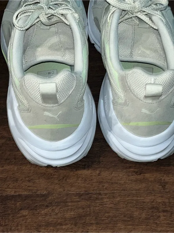 Puma Women’s Lace-Up Sneakers in Cream with Pale Green Accents - Image 7
