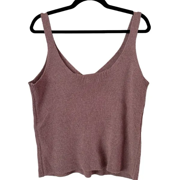 Old Navy Purple Ribbed Knit V Neck Tank Top Women’s Size Large - Image 2