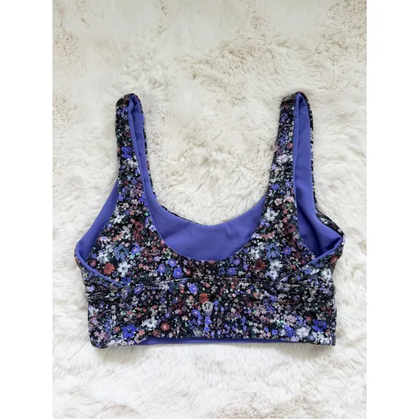 Lululemon Floral Scoop Neck Reversible Sports Bra 4 - Purple - Image 2