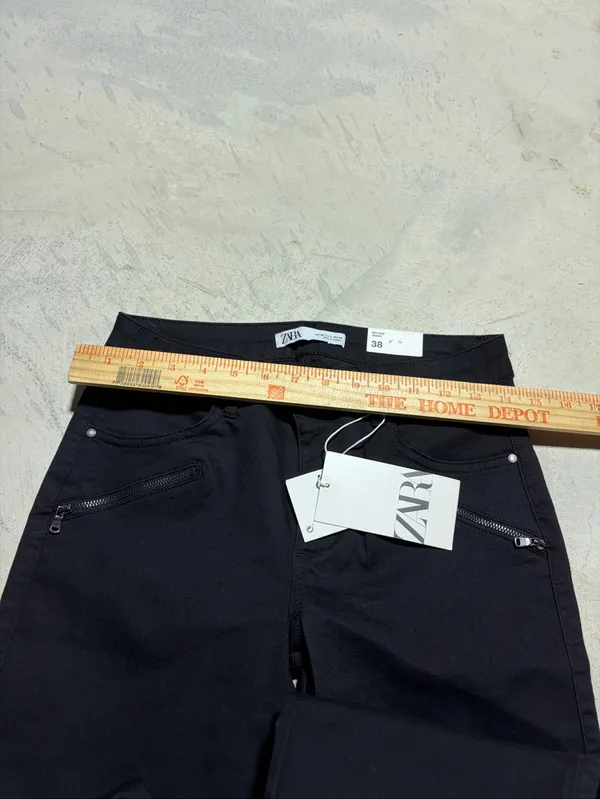 Zara NWT Black Ribbed Knee Moto mid rise Skinny Jeans 6 - Image 4
