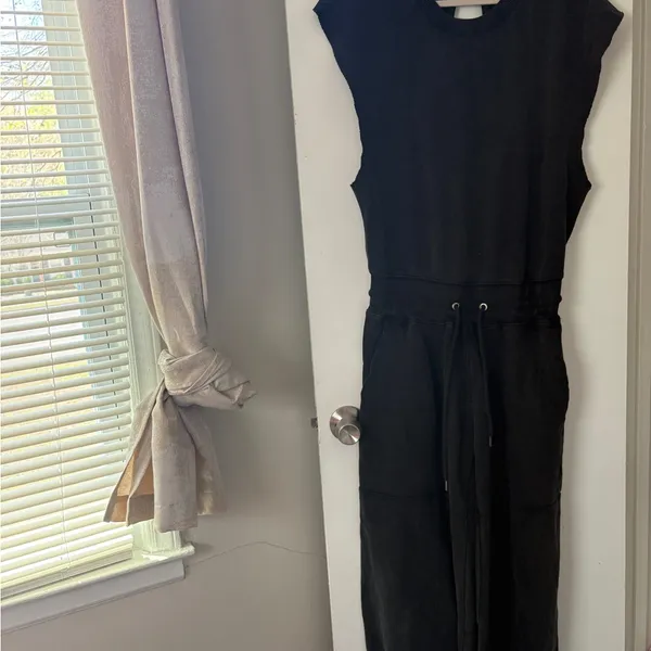 Free People Black Wide-Leg Drawstring Jumpsuit - Image 3