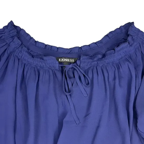Express Women's Long Sleeve Peasant Blouse Size Small Blue‎ Casual Workwear - Image 4