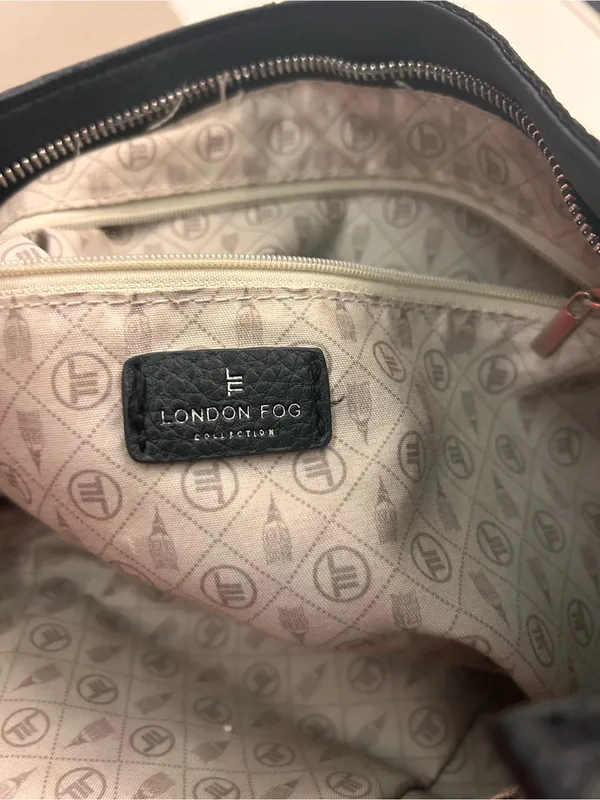 London Fog Black Pebbled Leather Shoulder Bag Preowned - Image 6