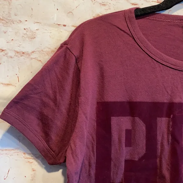 PINK - Victoria's Secret crop top burgundy velour spell out boxy M - Image 4
