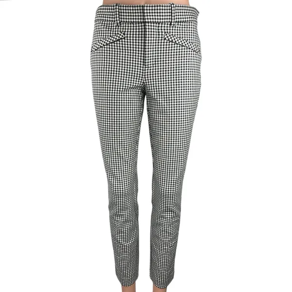 Gap Black White Gingham Checkered Plaid Stretch Skinny Ankle Casual Pants Size 2 - Image 2