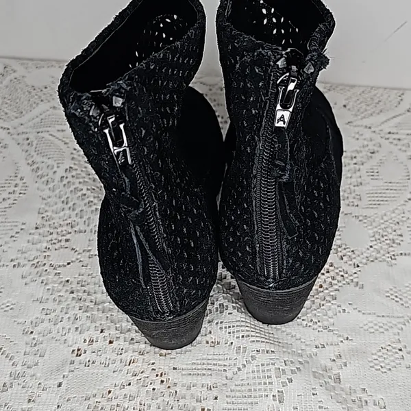 Aerosoles vital sign heel rest leather black eyelet heeled ankle booties boots 8 - Image 6