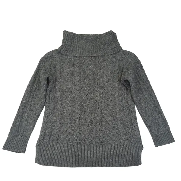 Lauren Jeans Co Ralph Lauren Gray Cable Knit Cotton‎ Blend Turtleneck Sweater L - Image 2