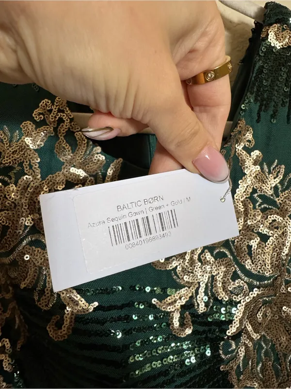 Baltic Born Azura Green Gold Sequin Formal Evening Wedding Guest Gown Dress - Image 4