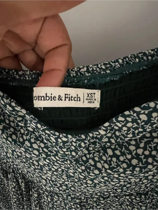 Abercrombie‎ & Fitch Green Ditsy Floral Square-Neck Long Sleeve Mini Dress - Image 6