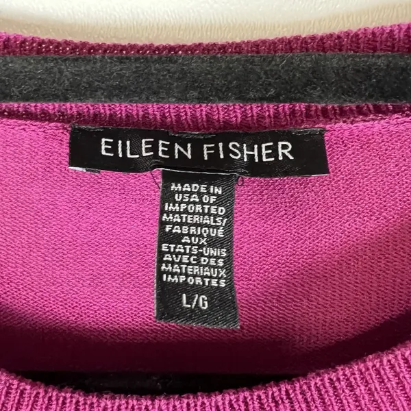 Eileen Fisher 100% Organic Linen Women's Purple Long Sleeve Sweater Size‎ Large - Image 4