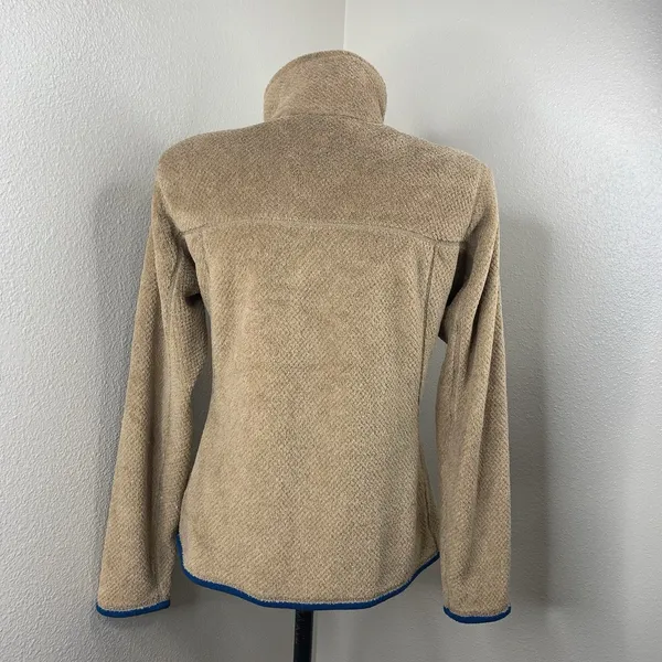 PATAGONIA Re-Tool T-Snap Pullover Sz S Tan Brown Blue Fleece Sweater Half-Snap - Image 6