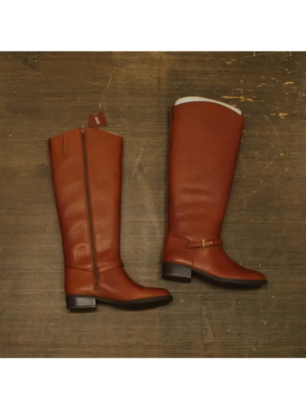 NWT On 34th Womens Firesse Riding Boots 10019685500 Cognac Leather Brown 5.5M - Image 2
