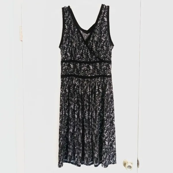 Ann Taylor Black & White Surplice A Line Dress - Image 2