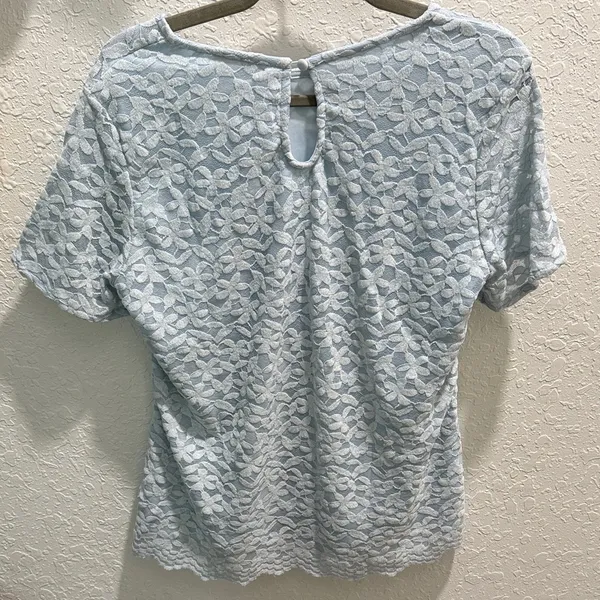 Women's Blue Floral Lace Blouse - Image 2