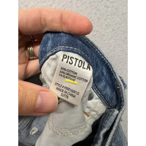 Pistola Ally High Rise Ankle Bootcut Jeans Womens 27 Distressed Blue Organic Cot - Image 3