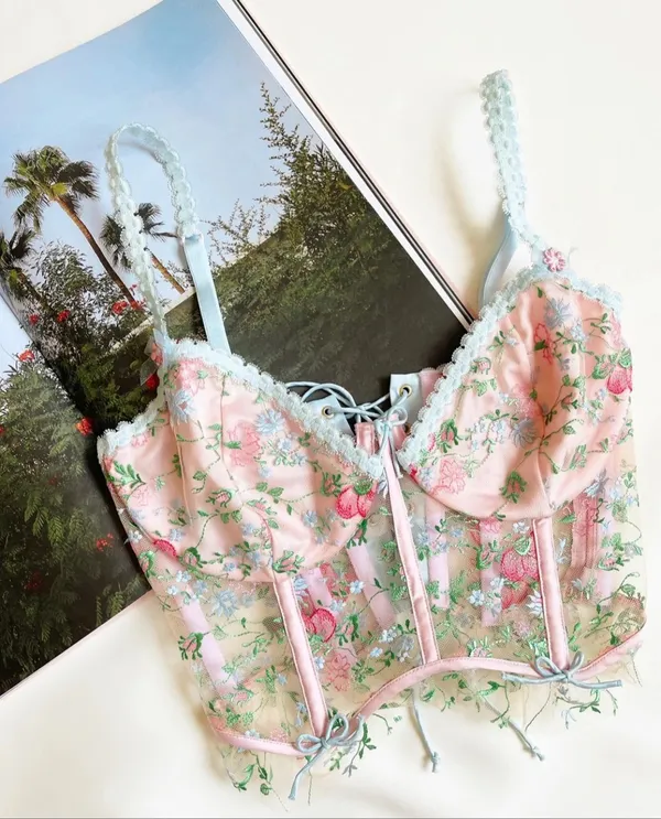 For Love & Lemons Swaying Rose Bustier - Image 2