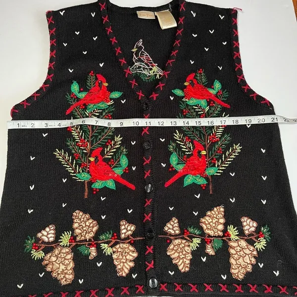 Vintage 90s Christmas Cardinal Sweater‎ Vest Wonen Sz XLarge - Image 8