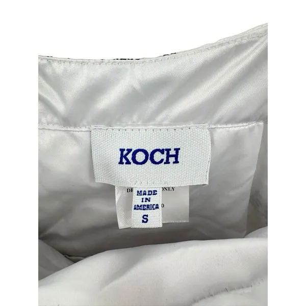 KOCH Book Writing Print Top Tiered Ruffle‎ Crop Tank Made In USA Size Small - Image 6