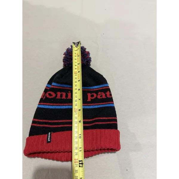 Patagonia‎ Powder Town Beanie Park Stripe Heavy Duty Winter Ski Hat Pom - Image 4
