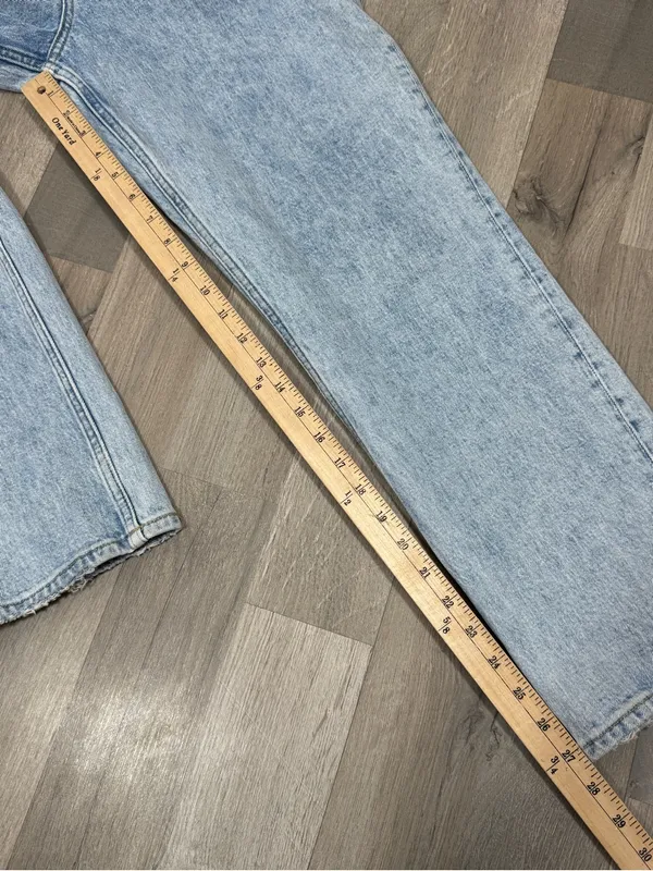 Abercrombie & Fitch 90s‎ Straight High Rise Crossover Jeans Stone Wash Blue 8 - Image 13