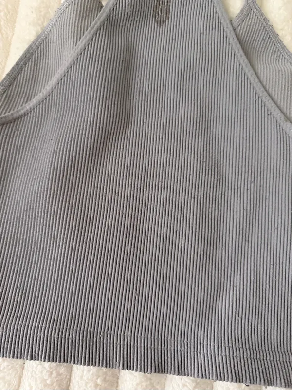 Free People Ribbed Gray Cropped Tank - Image 5