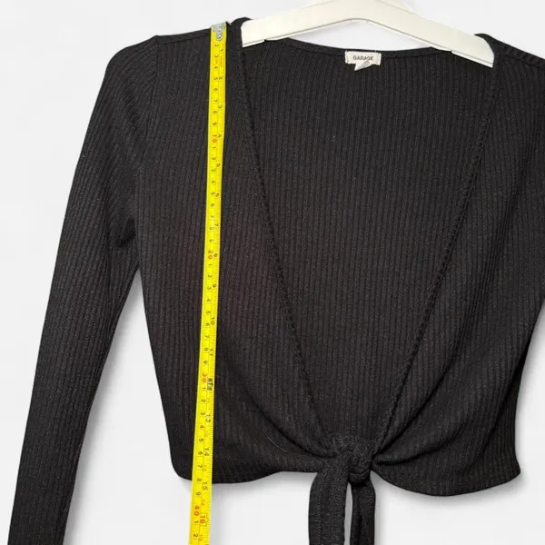 GARAGE Women's XS Black Ribbed Crop Top Casual Knit - Image 7