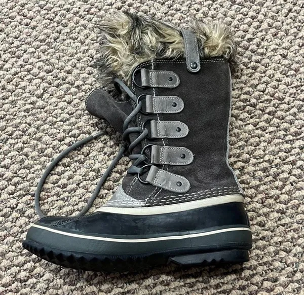 Sorel Joan of Arctic Waterproof Insulated Winter Snow Boots Size 5 Gray Leather - Image 3