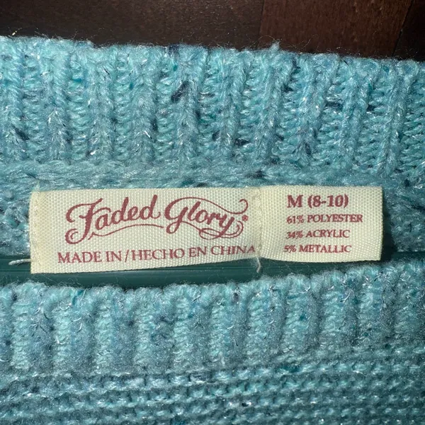 Faded Glory Women's Light Blue Crew Neck Sweater - Image 2