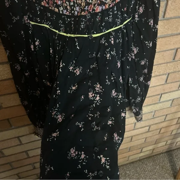 Free People Paloma Printed Long Sleeve Blouse Floral Flowy Button Up Size Small - Image 4