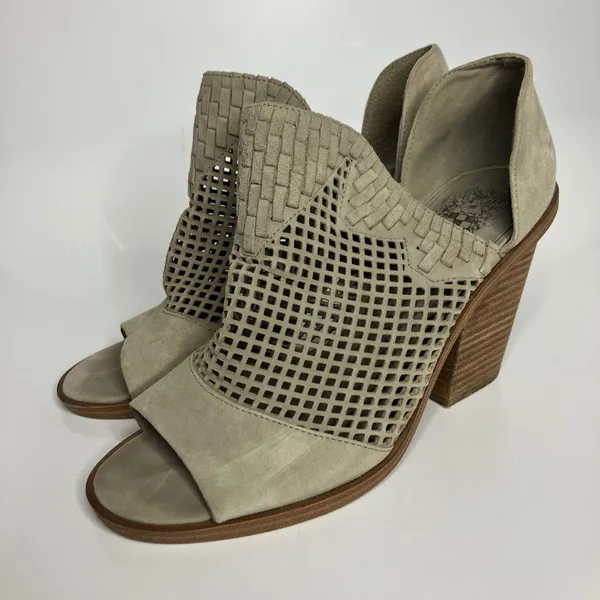 Vince Camuto fritzey gray laser cut peep toe heels women's‎ size 8.5 business - Image 3