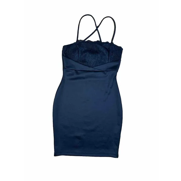 Glare Black Short Bodycon Spaghetti Strap‎ ￼Dress Womens Size Medium Look Small - Image 2