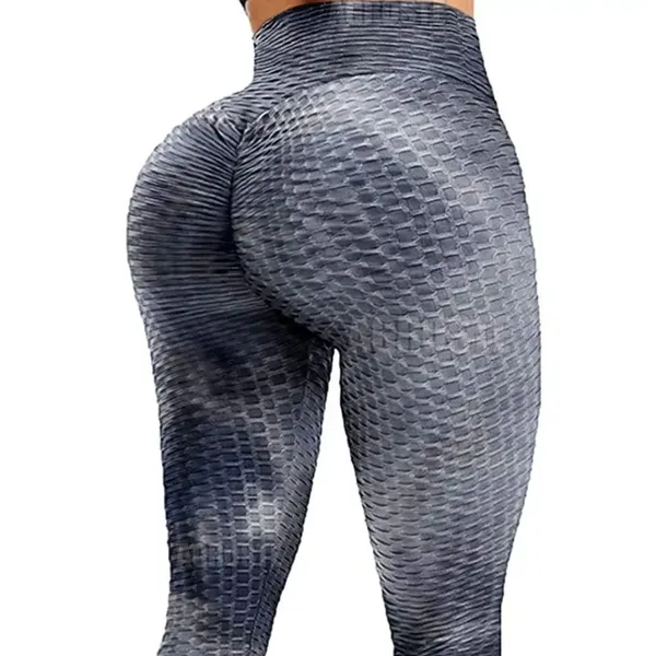 Women’s Leggings/High Waisted Yoga Pants Textured Blue Fabric Size L NEW - Image 9