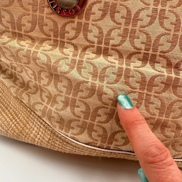 Fossil Monogram Canvas Brown Shoulder Satchel Purse - Image 9
