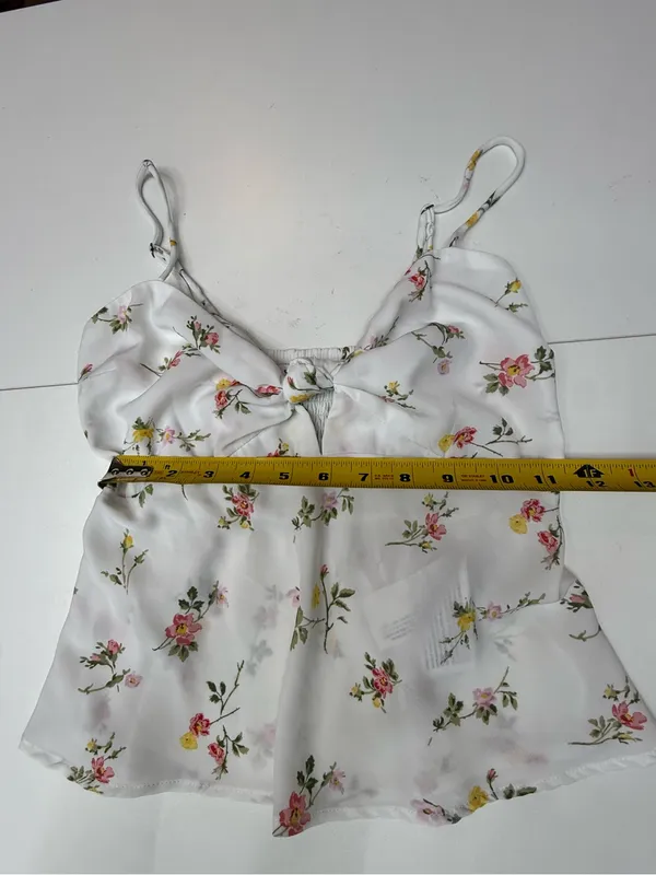 Abercrombie & Fitch White Floral Tie-Front Cami size XS - Image 7