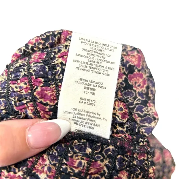Free People‎ I'm Your Favorite Mini Dress Plum Floral Smocked Size Medium - Image 10