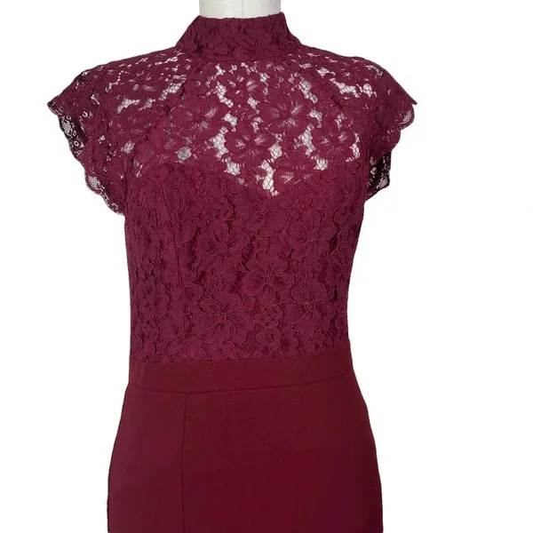 Lulus Crazy About You Burgundy Backless Lace‎ Maxi Dress Size Medium - Image 3